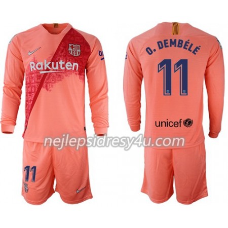 Fotbalový Dres FC Barcelona O.Dembele 11 Dětské Alternativní 2018/19 Dlouhý Rukáv